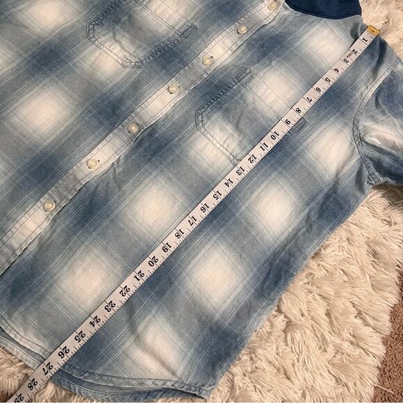 American Eagle Blue Cozy Cabin Flannel Hoodie Size M - Picture 8 of 8